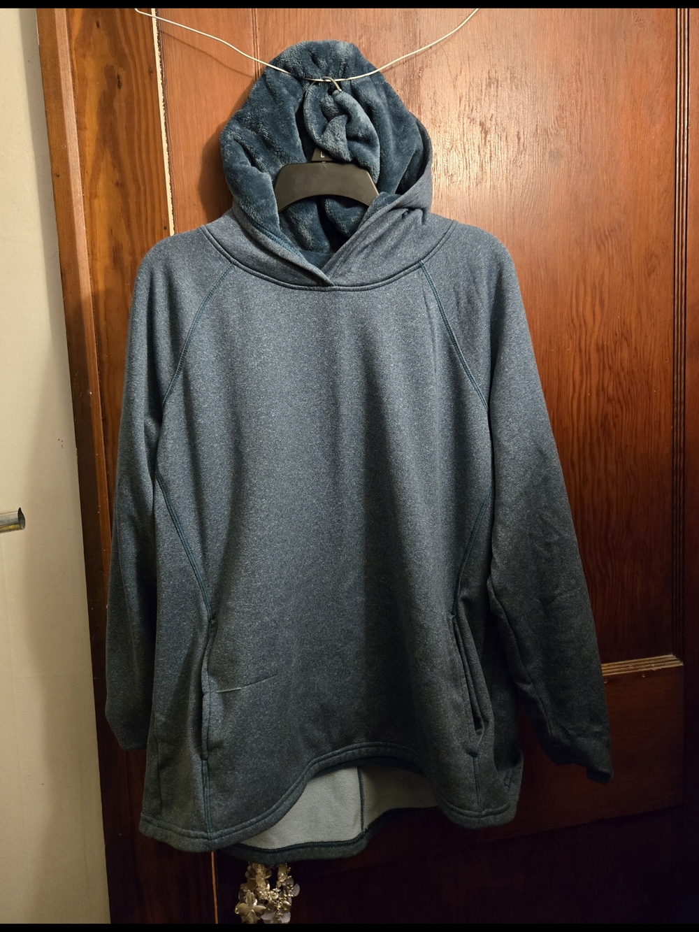 Athletic Works Heathered Teal Hooded Pullover Sweatshirt